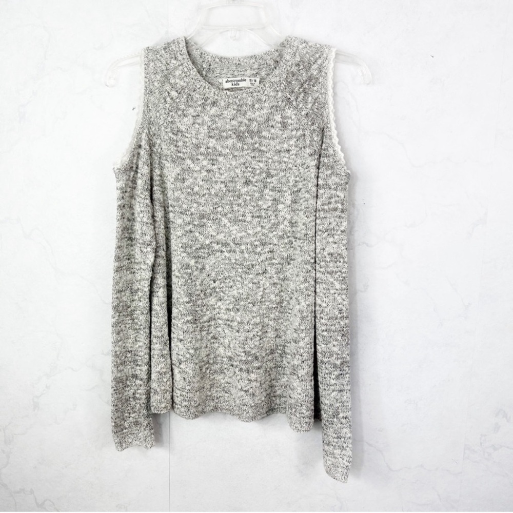 Abercrombie Kids Heathered Gray Cold Shoulder Sweater